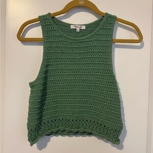 Madewell Green Ribbed Cropped Tank Top